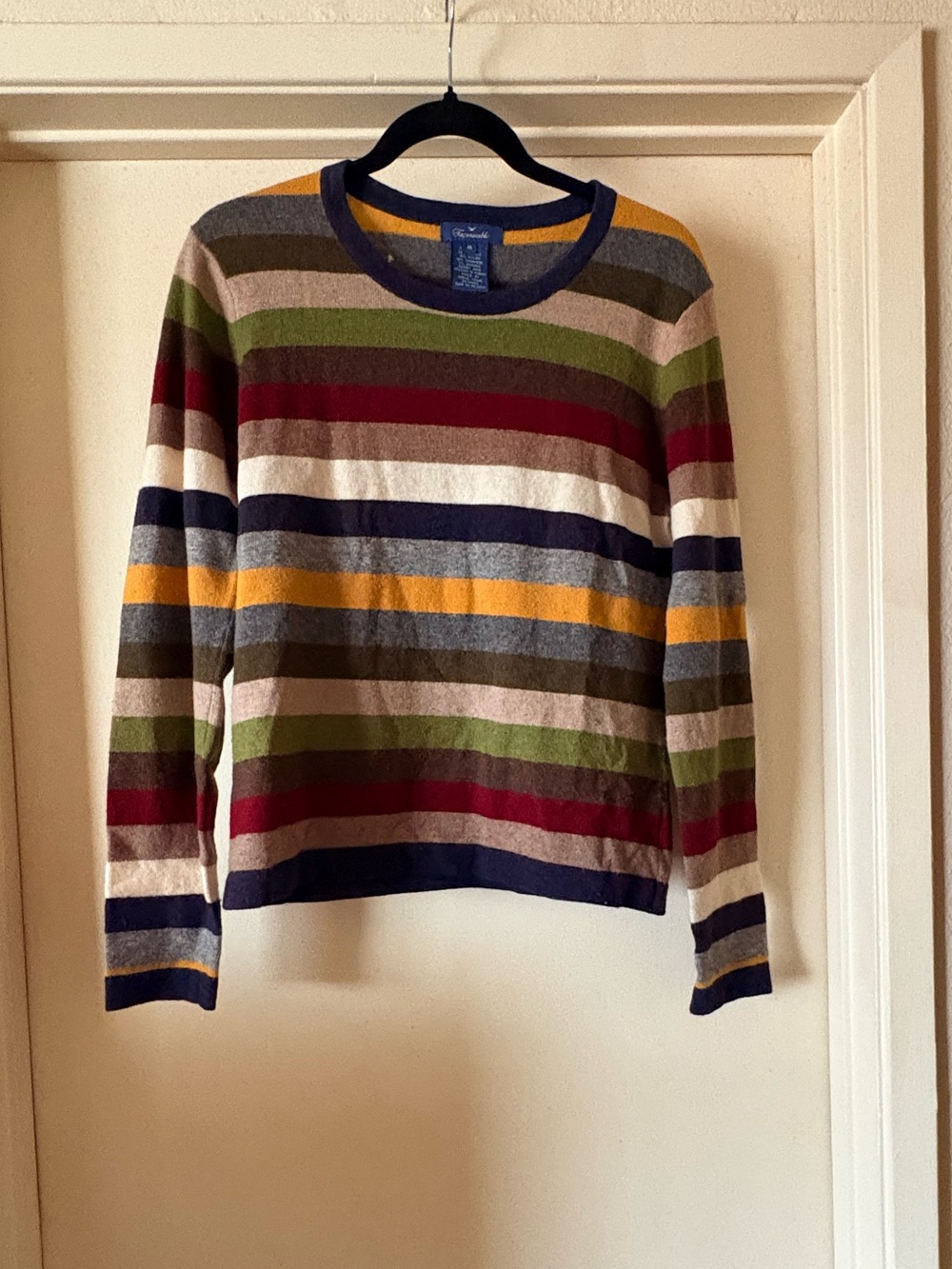 Vintage Façonnable Striped Cashmere Angora Knit Sweater - Medium